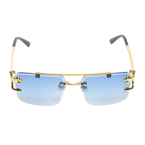 Chokore Double Bridge Rimless Leopard Head Sunglasses (Blue)