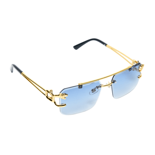 Chokore Double Bridge Rimless Leopard Head Sunglasses (Blue)