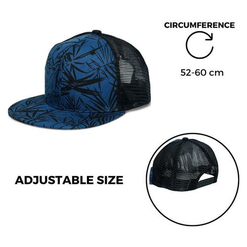 Chokore Printed Flat Brim Baseball Cap with Mesh Detailing (Blue)