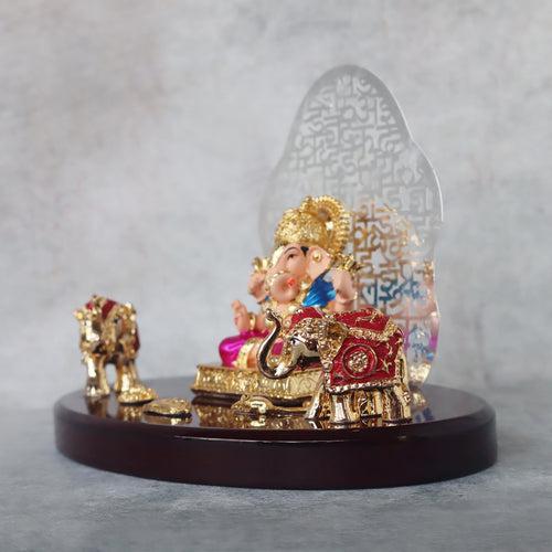 Dagdu Ganesha With Elephant With Frame by Satgurus / C'ment