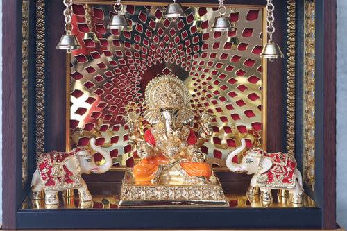 Dagdu Ganesha In Frame With LED by Satgurus / C'ment