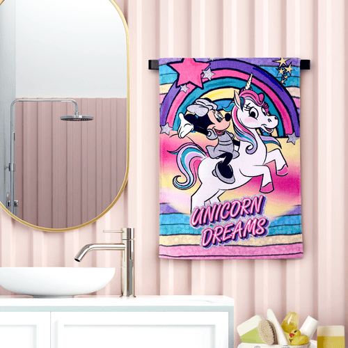 Disney Minnie & Unicorn Cartoon Printed Hand Towels For Kids - 40cmx60cm (Pack of 2)
