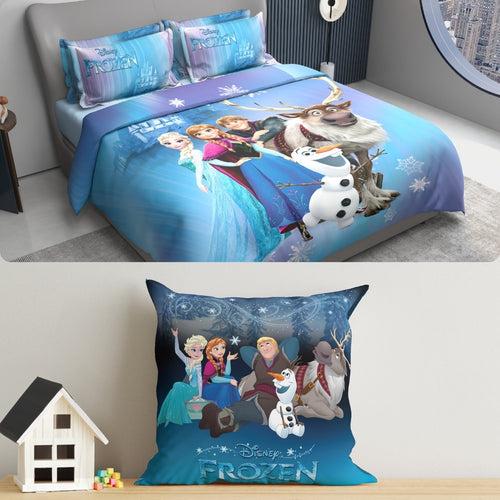 Kids Double Bedsheet & Cushion Combo