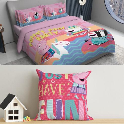 Kids Double Bedsheet & Cushion Combo