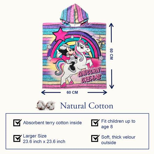 Disney Minnie & Unicorn Kids Hooded Poncho in 400 GSM