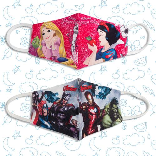 Cartoon Printed 4 Layers Cloth Mask for Kids ( Pack of 2 Washable and Reusable )