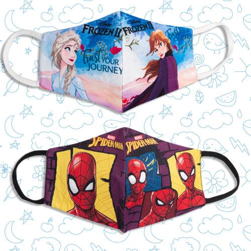 Cartoon Printed 4 Layers Cloth Mask for Kids ( Pack of 2 Washable and Reusable )