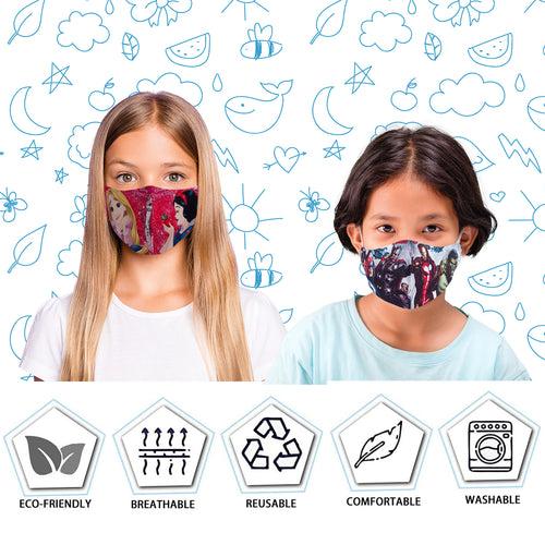 Cartoon Printed 4 Layers Cloth Mask for Kids ( Pack of 2 Washable and Reusable )