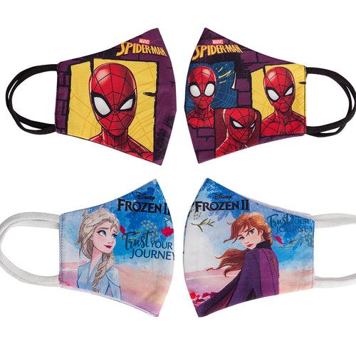 Cartoon Printed 4 Layers Cloth Mask for Kids ( Pack of 2 Washable and Reusable )