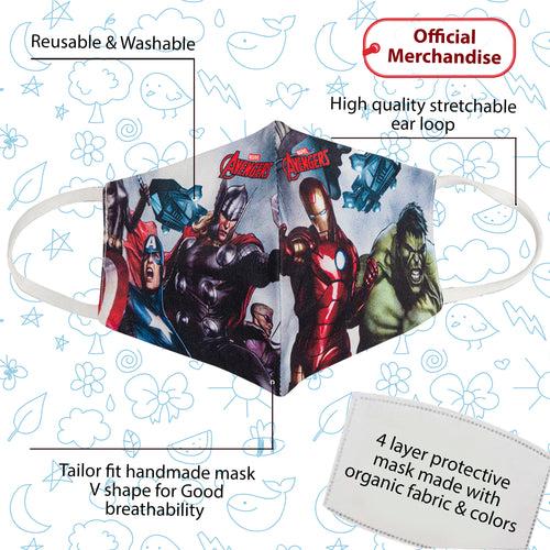 Cartoon Printed 4 Layers Cloth Mask for Kids ( Pack of 2 Washable and Reusable )