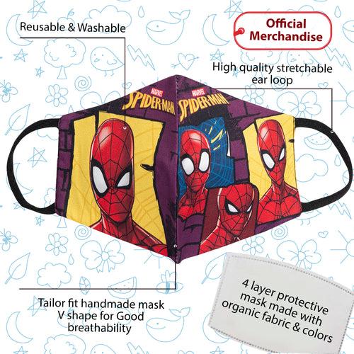 Cartoon Printed 4 Layers Cloth Mask for Kids ( Pack of 2 Washable and Reusable )