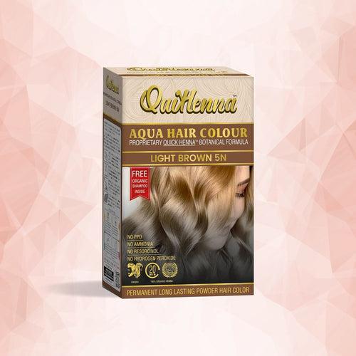 QuikHenna, AQUA Powder Hair Color 5N Natural Light Brown for Men & Women, 110GM | Permanent Long Lasting Hair Color | Free from PPD, Resorcinols, Peroxides, Ammonia & Harsh Chemicals