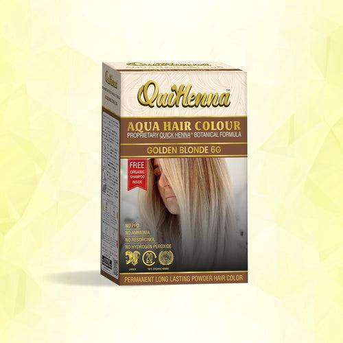 QuikHenna, AQUA Powder Hair Color 6G Golden Blonde for Men & Women, 110GM | Permanent Long Lasting Hair Color | Free from PPD, Resorcinols, Peroxides, Ammonia & Harsh Chemicals