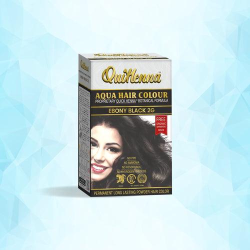 QuikHenna, AQUA Powder Hair Color 2G Ebony Black for Men & Women, 110GM | Permanent Long Lasting Hair Color | Free from PPD, Resorcinols, Peroxides, Ammonia & Harsh Chemicals