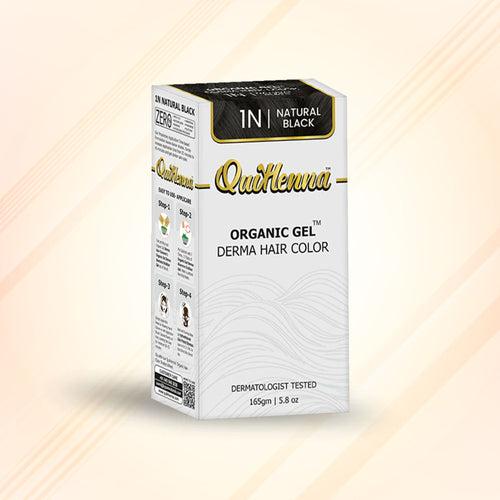 Quikhenna Organic Gel Derma Hair Color, Dermatologist Tested - 1N NATURAL BLACK