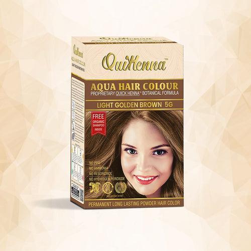 QuikHenna, AQUA Powder Hair Color 5G Natural Light Brown for Men & Women, 110GM | Permanent Long Lasting Hair Color | Free from PPD, Resorcinols, Peroxides, Ammonia & Harsh Chemicals