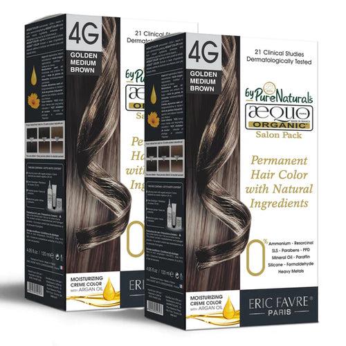 byPureNaturals Aequo Organic Cream Hair Colour Salon Pack Golden Medium Brown 4G 120 ml