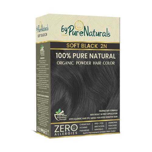 byPureNaturals 100% Organic Powder Soft Black Hair Color (60 Gram) | Pure Natural Hair Colour for Men & Women | Chemical Free & Ammonia Free Hair Colour