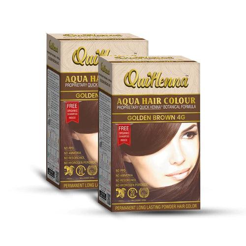 QuikHenna, AQUA Powder Hair Color 4G Golden Brown  for Men & Women, 110GM | Permanent Long Lasting Hair Color | Free from PPD, Resorcinols, Peroxides, Ammonia & Harsh Chemicals