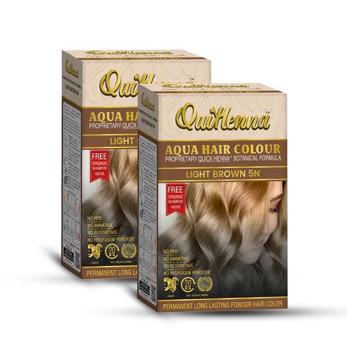 QuikHenna, AQUA Powder Hair Color 5N Natural Light Brown for Men & Women, 110GM | Permanent Long Lasting Hair Color | Free from PPD, Resorcinols, Peroxides, Ammonia & Harsh Chemicals