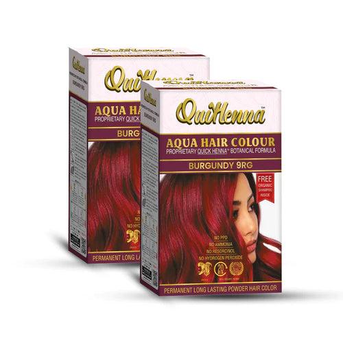 QuikHenna, AQUA Powder Hair Color 9RG Burgundy for Men & Women, 110GM | Permanent Long Lasting Hair Color | Free from PPD, Resorcinols, Peroxides, Ammonia & Harsh Chemicals