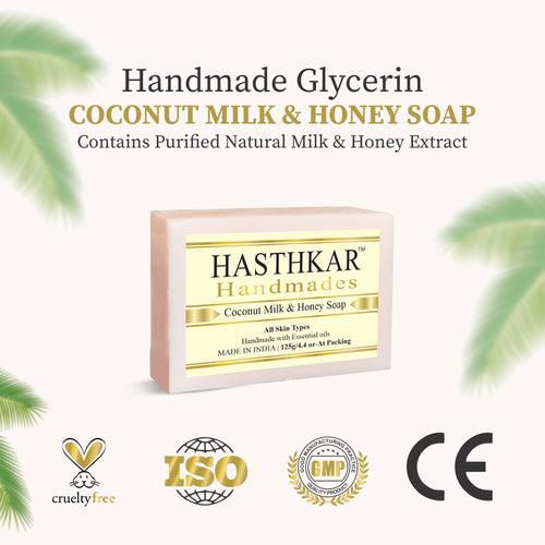 Hasthkar Handmades Glycerine Natural Coconut milk & honey Soap 125Gm