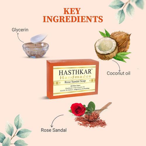 Hasthkar Handmades Glycerine Natural Rose sandal Soap 125Gm