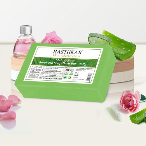 Hasthkar Handmades Soap Base Bar For Soap Making | Aloevera | Melt & Pour Clear Transparent Glycerine Soap base SLS & SLES Paraben Free 450Gm