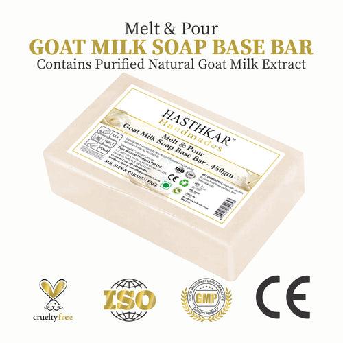 Hasthkar Handmades Soap Base Bar For Soap Making Goat Milk Melt & Pour Clear Transparent Glycerine Soap base | SLS & SLES Paraben Free | 450Gm
