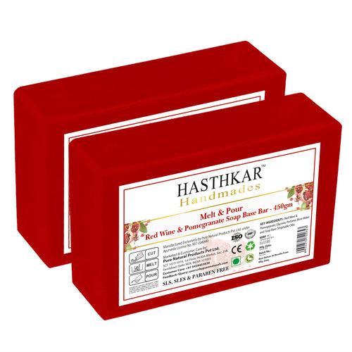 Hasthkar Handmades Soap Base Bar For Soap Making Red Wine With Pomegranate Extract Melt & Pour Clear Transparent SLS & SLES Paraben Free Pack of 2