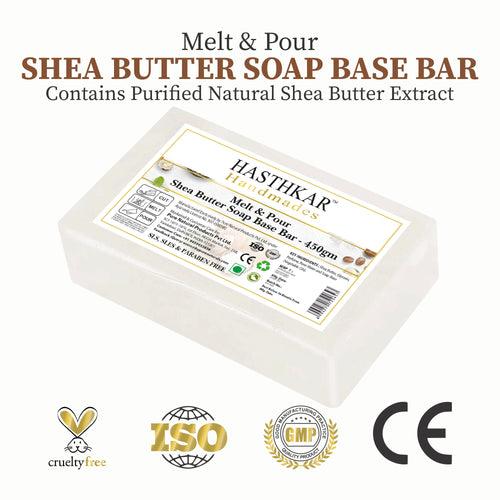 Hasthkar Handmades Soap Base Bar For Soap Making Shea Butter Melt & Pour Clear Transparent Glycerine Soap base SLS & SLES Paraben Free 450Gm Pack of 2