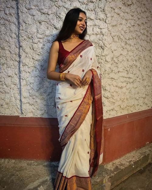 ZARI MAYUR PAAR TANT SAREE