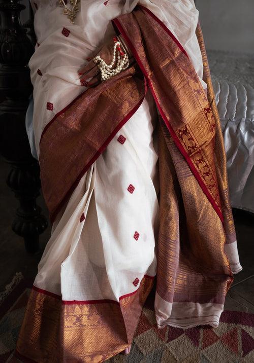 ZARI MAYUR PAAR TANT SAREE