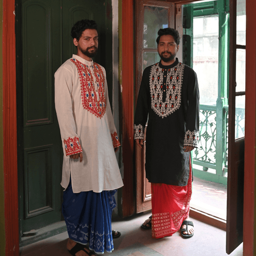 Black Daalim Phool Kurta