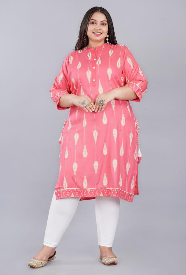 Plus size Pink Kurti with dori