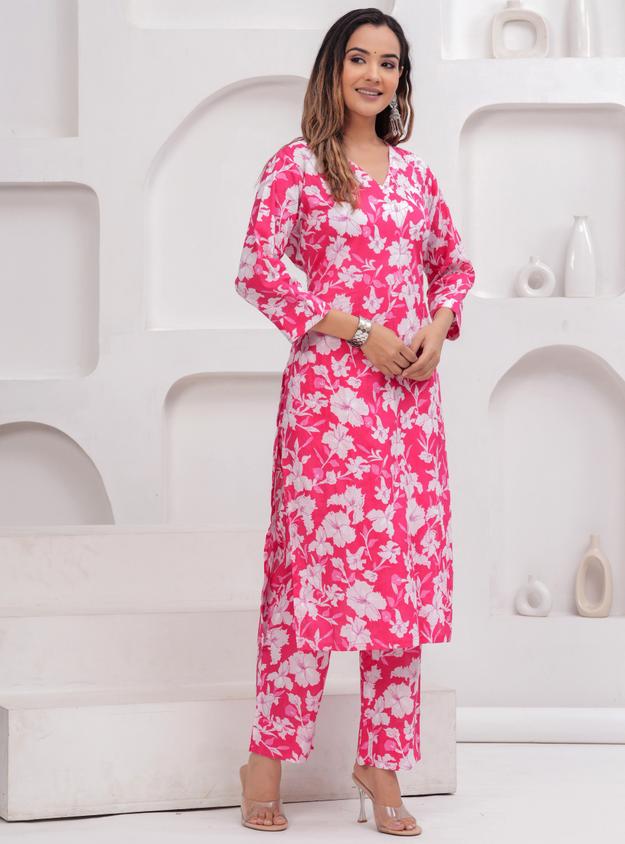 Pure COTTON Pink Floral print Co-ord set