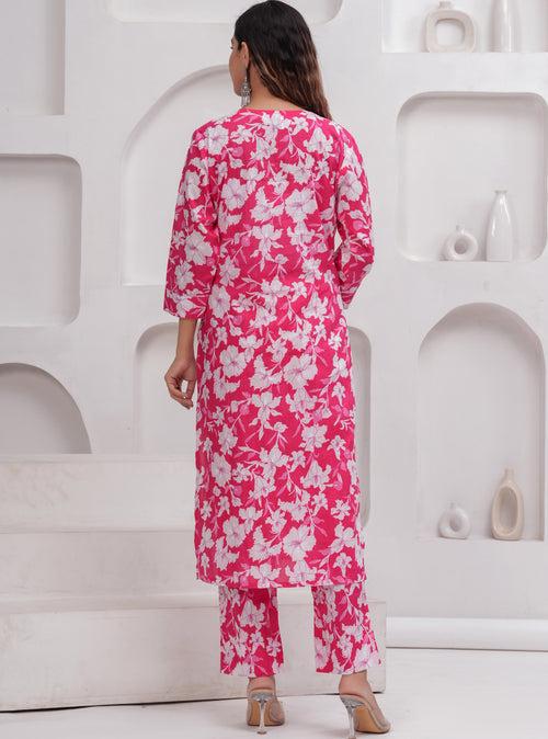 Pure COTTON Pink Floral print Co-ord set