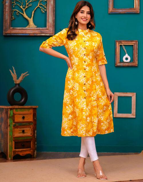 Women Yellow Pure Cotton A-Line Kurta