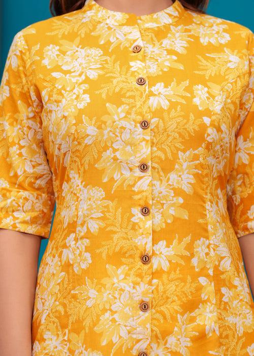 Women Yellow Pure Cotton A-Line Kurta