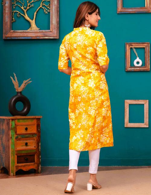 Women Yellow Pure Cotton A-Line Kurta