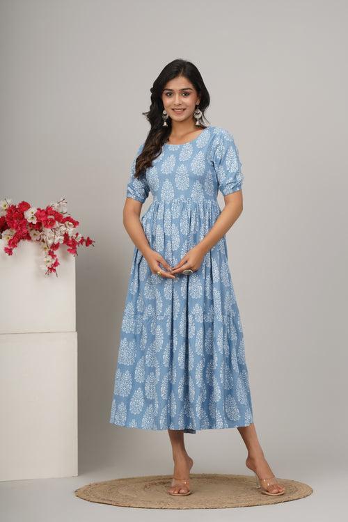 Designer Firozi Cotton Anarkali Kurta