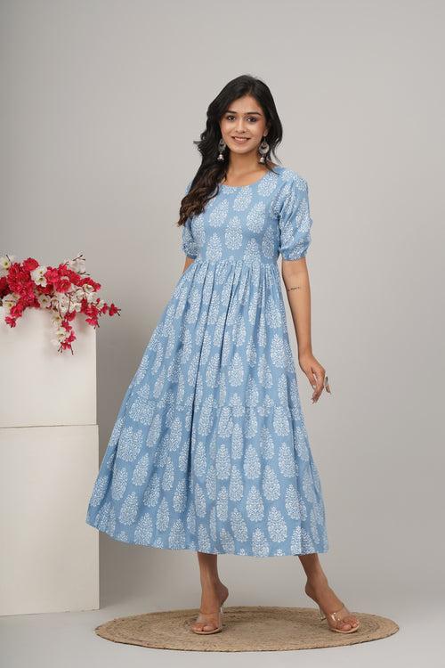 Designer Firozi Cotton Anarkali Kurta