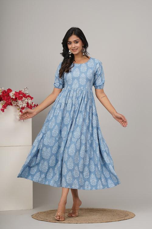 Designer Firozi Cotton Anarkali Kurta