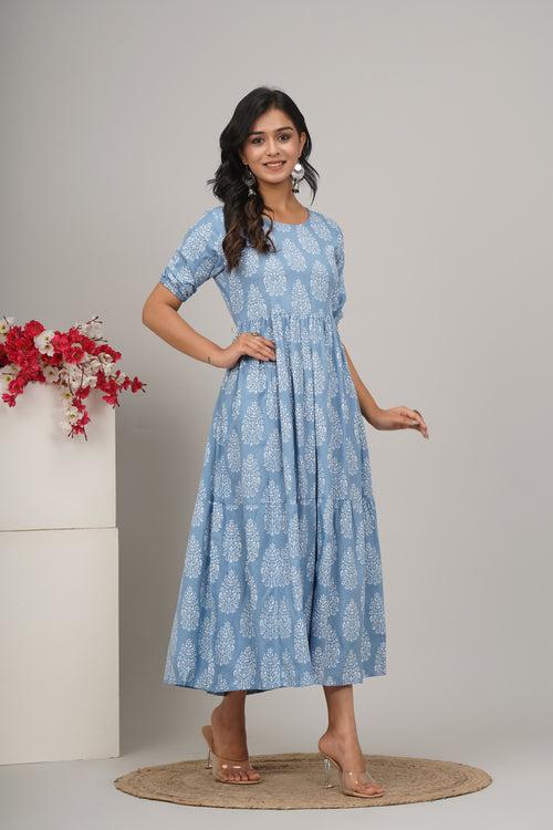 Designer Firozi Cotton Anarkali Kurta