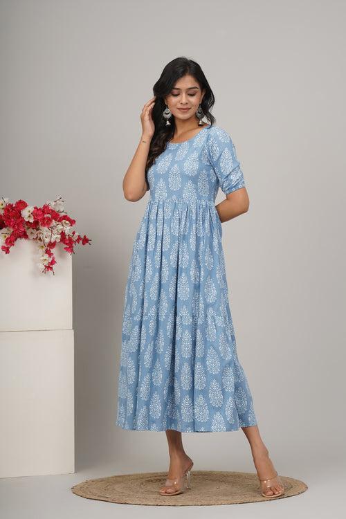 Designer Firozi Cotton Anarkali Kurta