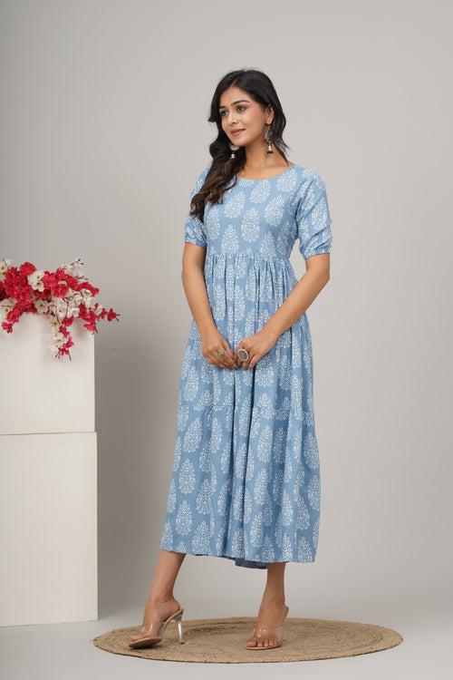 Designer Firozi Cotton Anarkali Kurta