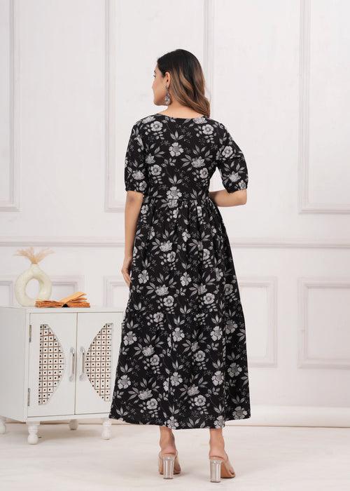 Designer Black Cotton Anarkali Kurta