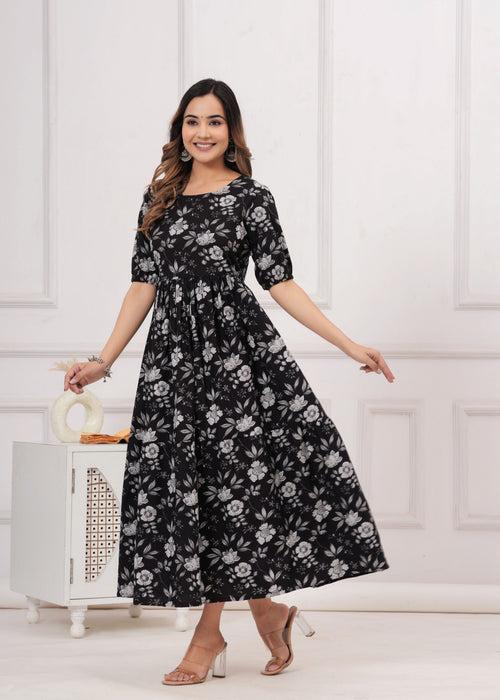 Designer Black Cotton Anarkali Kurta