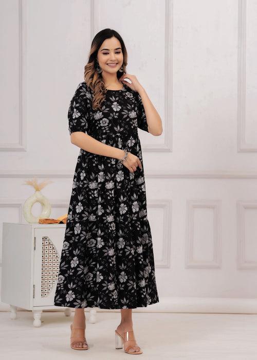 Designer Black Cotton Anarkali Kurta