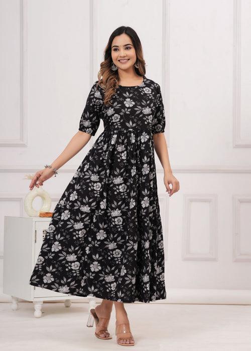 Designer Black Cotton Anarkali Kurta